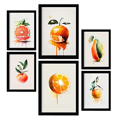 Nacnic Citrus Posters. Prints of Fruits, Vegetables and Healthy Food in Watercolour Art Style over Pure White Backgrounds. Aesthetic Illustrations for Interior Design and Decoration. A4 & A3.