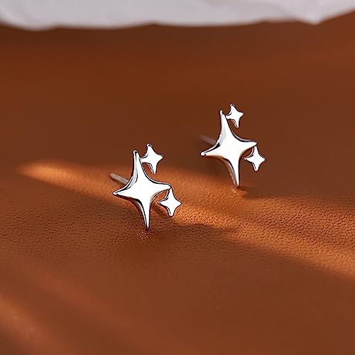 Sterling Silver Earrings Star Stud Earrings for Women Teen Girls Trendy Hypoallergenic Small Post Pierced Studs Earrings Jewelry Gifts (3 Stars)