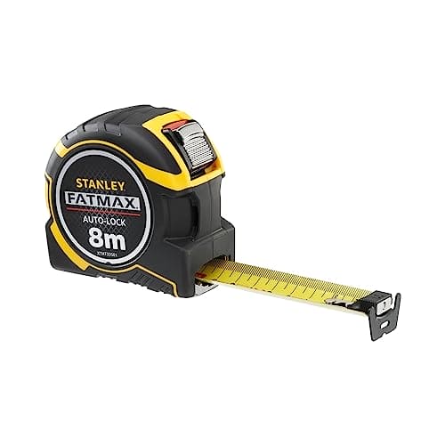 STANLEY XTHT0-33501 FATMAX Autolock Tape, 8m Metric Only, Yellow/Black