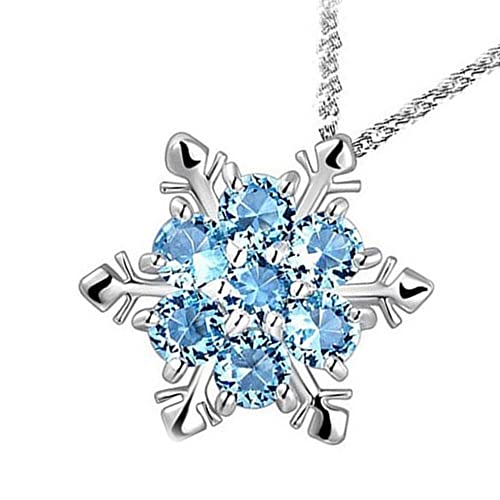 Snowflake Pendant Necklace Plated Silver Crystal Rhinestones Pendant Necklace for Women Girl