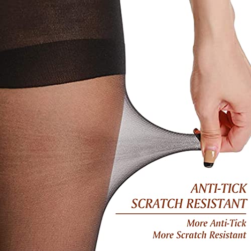 Sibba Slim Stockings Stretch Tights Black Pantyhose Panty Hose Sheer Plus Size Clothing Control Top Hosiery Breathable Legs Winter Back Crotch Long Socks Women Girls (XL Between 60 kg-120kg)