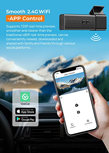 Dash Cam Front WiFi 2.5K 1440P Car Camera, Mini Dash Camera for Cars, Dashcams with App, Night Vision, 24H Parking Mode, G-Sensor, Loop Recording, Free 32G Card, Support 256GB Max