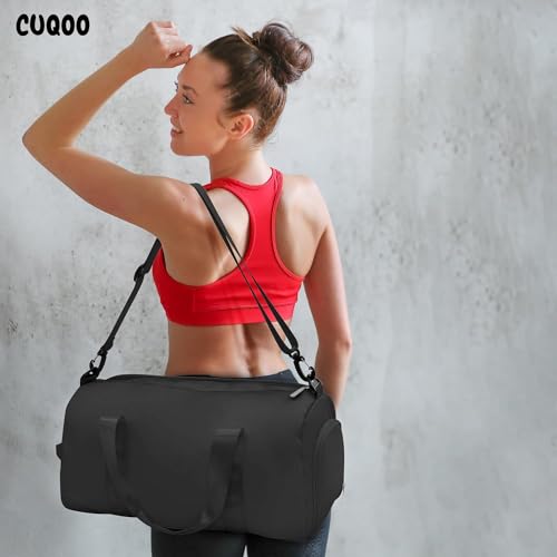 CUQOO Black Gym Bag for Women – Lightweight & Durable Duffle Bag with Shoe Compartment, Wet Pocket & 5 Pockets – Water-Resistant Sports Bag for Fitness, Travel & Workouts