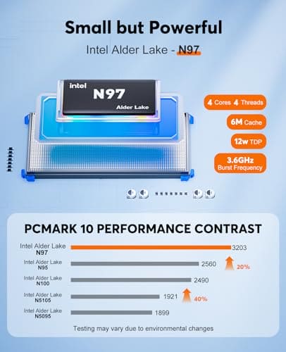 NiPoGi Mini PC Ιntel Alder Lake-N97(Beat N100/N95, up to 3,6 GHz), 16GB DDR4 1TB M.2 SSD GK3PLUS Mini Computer WiFi6, LAN, 2x HDMI,4K Triple Display Small PC Come VESA for School/Office/Business.