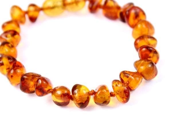 SilverAmber Jewellery UK New Baltic Amber Anklet Bracelet Cognac - Handmade 100% Genuine Amber Polished Beads - Premium Quality - Sizes 12-27 CM - (Size: 12 CM)