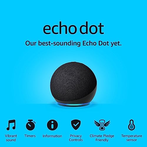 Echo Dot (Newest gen) | Big vibrant sound Wi-Fi and Bluetooth smart speaker with Alexa | Charcoal