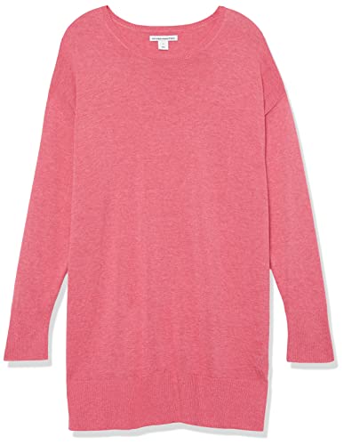 Amazon Essentials Women's Lightweight Long-Sleeved Scoop Neck Tunic Jumper (Available in Plus Size), Pink Heather, L