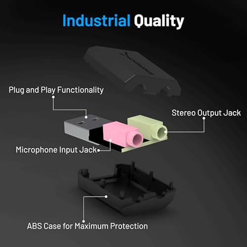 SABRENT USB to 3.5mm Jack Audio Adapter, External Sound Card, USB Headphone Adapter, Headset Adapter for PC, USB DAC with TRRS, Compatible with PC, MacBook, Laptop (AU-MMSA)