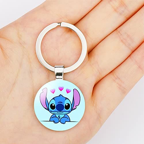 TENVAVA Stitch Bracelet Stitch Necklace Stitch Keychain Jewellery Set Lilo and Stitch Charm Bracelet Necklace Keychain 3PCS Gifts for Daughter Niece Girls Bff Women Friendship, Blue