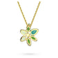 Swarovski Gema Floral Pendant Necklace, Green Petal and Round-Cut Crystals and Gold-Tone Plated, from the Gema Collection