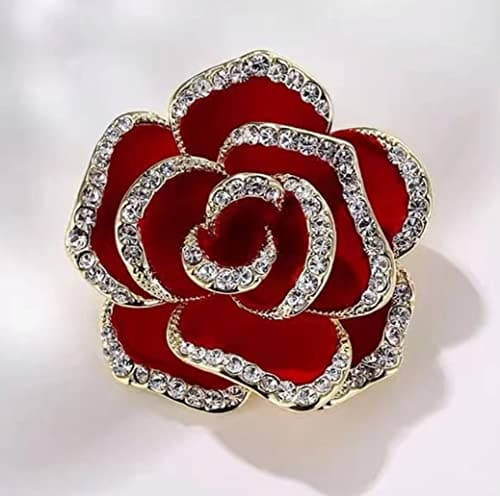 GFM® Rose Brooch - Birthday Valentine's Day Mothers day Christmas -A-Red-(Brch-ROSE-A-VLLSN)