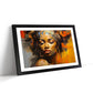 African Woman Abstract - Framed Wall Art Print - Ready to Hang Picture - Modern Art for Living Room Bedroom Kitchen Home - Black A4 (27 x 36 cm)