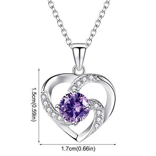 Janly Clearance Sale Women Necklaces & Pendants, Fashion fresh love silver clavicle necklace Females Jewellery, Jewelry Sets, Valentine's Day Ideal Gifts (Purple)