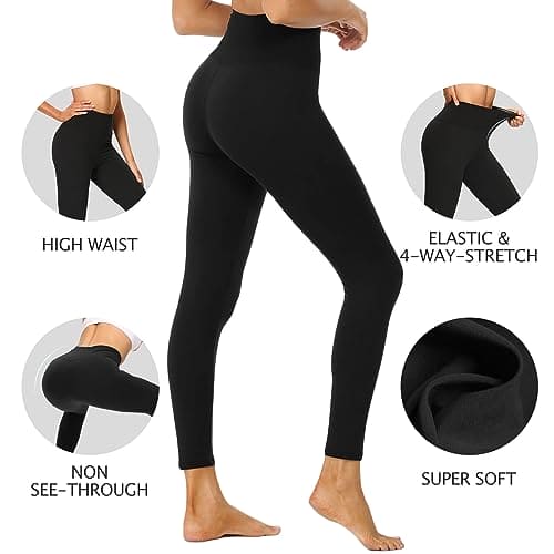 DDOBB 3 Pack Leggings for Women High Waisted Black Leggings Tummy Control Stretchy Pants Trousers for Gym Fitness Yoga Running Regular&Plus Size(Black *3 with Pockets)