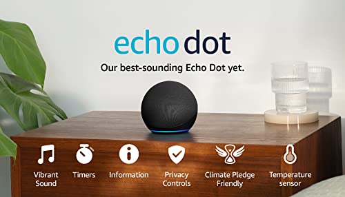 Echo Dot (Newest gen) | Big vibrant sound Wi-Fi and Bluetooth smart speaker with Alexa | Charcoal