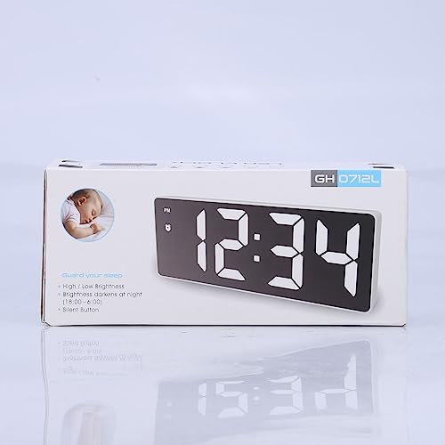 Criacr Digital Alarm Clock Bedside with 6.5" Large Display, Type-C/Battery Powered Alarm Clock with Snooze, Date, Bedside Clock with 5 Levels Adjustable Brightness, DST Function, for Bedroom,Office