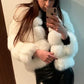 ZhuiKun Women's Faux Fur Coat Short Artificial Fur Overcoat Solid Thick Outerwear Shaggy Parka Cardigan Jacket - Style 8, M