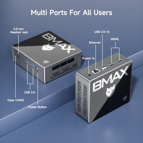 BAMX Mini Pc N97 (Beat N100/N95, up 3,6 GHz)｜16GB DDR4 512GB M.2 SSD Wi-11 Pro｜B4Pro Mini Computer Desktop｜2x HDMI Display 4K Small PC VESA for School/Office/Business Bluetooth 4.2 / WiFi 5 / USB3.2