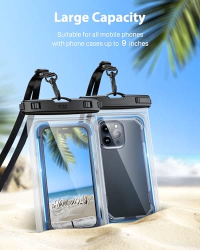 YOSH Waterproof Phone Pouch Large up to 9.0" [Specially for Big Phone], 2-Pack Waterproof Phone Case for Swimming, Dry Bag Upgraded Lanyard for iPhone 16 15 14 13 12 Pro Max Samsung S24 S23 S22 Ultra