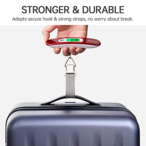 FREETOO Luggage Scale Portable Digital Weight Scale for Travel Suitcase Weigher with Tare Function 110 Lb/ 50Kg Capacity Red