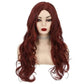 Siudus Womens Dark Red Curly Long Wig Burgundy Wavy Middle Part Wigs Synthetic Heat Resistant Fiber Hair Wig for Cosplay Halloween Use