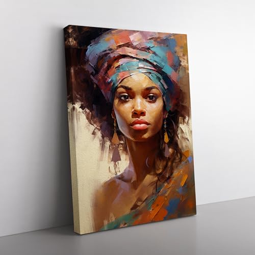 African Woman Impressionism Canvas Print for Living Room Bedroom Home Office Décor, Wall Art Picture Ready to Hang, 30x20 Inch (76x50 cm)