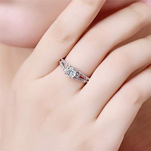 YAZILIND 925 Sterling Silver Wedding Band Ring Round White Cubic Zirconia Rings Elegant Women Engagement Jewellery(R 1/2)