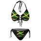 Patriotic Jamaica Flag Women's Jamaican Flag Bikini Cute 2 Piece Swimsuit Halter Padded Tops and Tie Bottoms Bathing Suits Swimwear