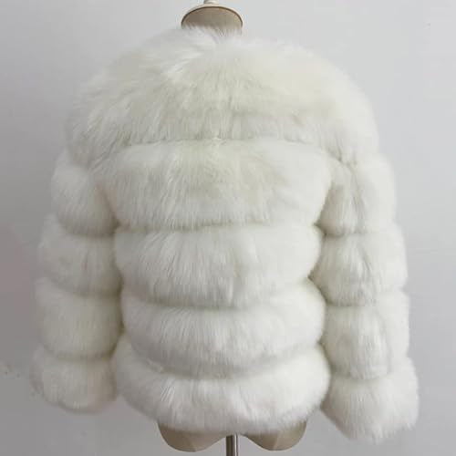 ZhuiKun Women's Faux Fur Coat Short Artificial Fur Overcoat Solid Thick Outerwear Shaggy Parka Cardigan Jacket - Style 8, M