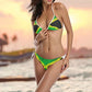 Jamaican Flag Women's Triangle Bikini Sets with Padded?Two Piece Swimsut Multicoloured