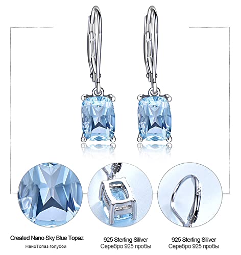 LOKILOKI Genuine 925 Sterling Silver Sky Blue Topaz Drop Earrings Elegant Gemstone Wedding Engagement Jewelry For Women Gifts