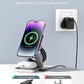 AGPTEK 3 in 1 Wireless Charging Station, Mag -Safe Magnetic Foldable Wireless Charger, Travel Charger for iPhone 15 14 13 12 Pro Max/Mini, for Apple Watch 2-9/Airpod, with Carrying Case 18W Adapter