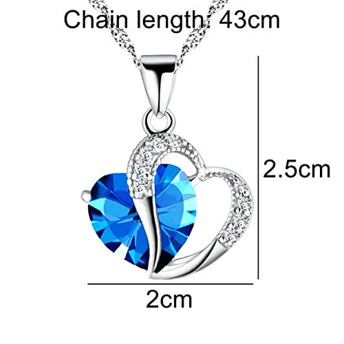 HshDUti Necklaces for Women Cubic Zirconia Love Heart Pendant Necklace Jewellery Gifts for Mum Her Wife Girlfriend Anniversary Birthday Mothers Day Christmas Valentines Gifts Red