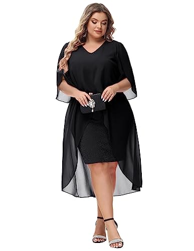 Hanna Nikole Beautiful Ball Gowns Women's Elegant Pencil Dresses for Wedding Black 22 Plus Plus