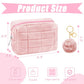 Cosmetic Bag, Pink Cute Plush Makeup Bag with Fuzzy Ball Keychain, Portable Travel Toiletry Bag Pouch Multi-Functional Zipper Organizer for Women Girls Travel