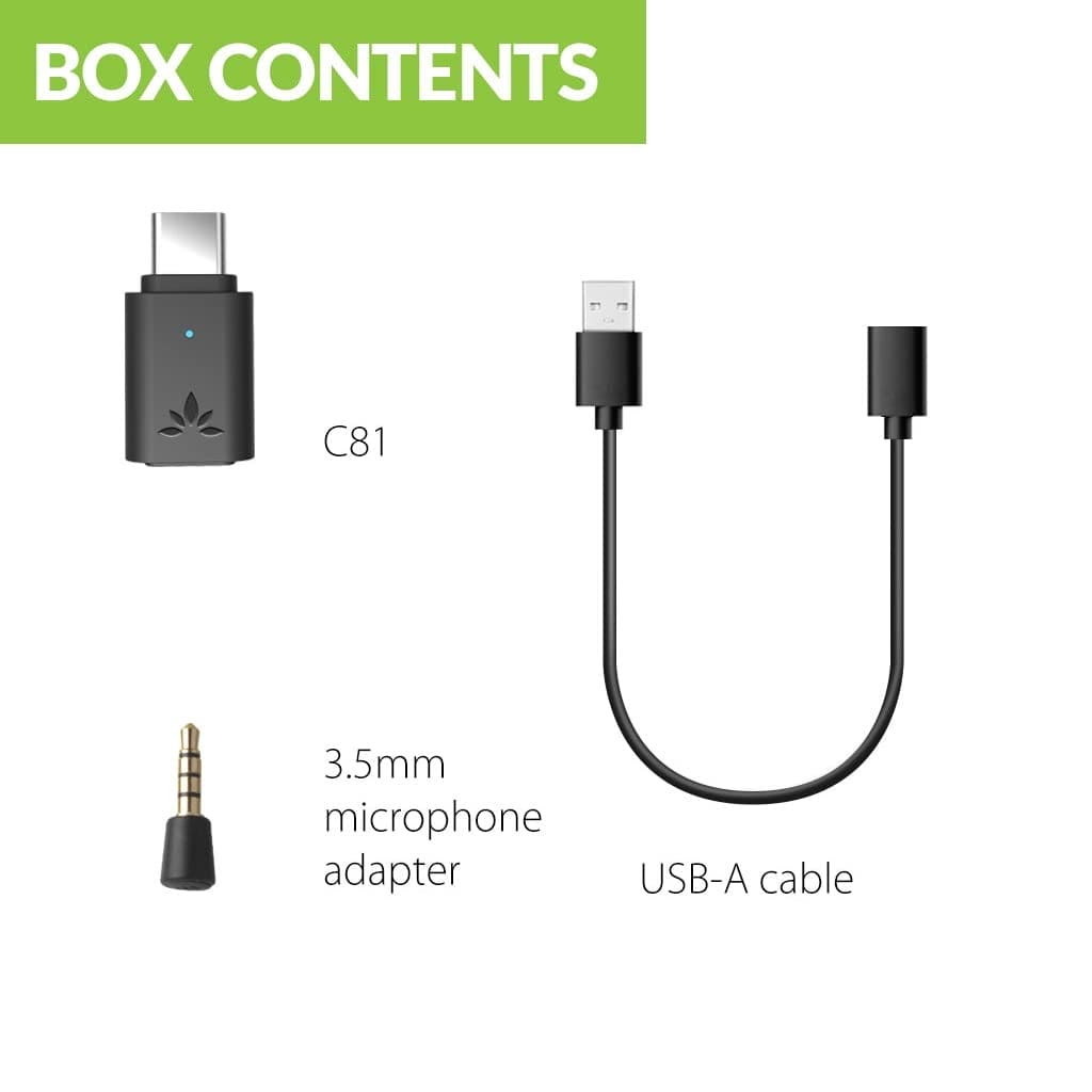 Avantree C81 USB-C Bluetooth Adapter for PS5 - Connect Headphones Wirelessly with aptX Low Latency Support and Included Mini Mic