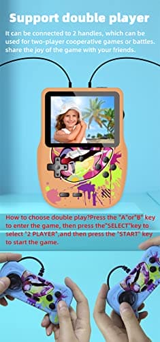 CZT 3.8-inch Desktop Retro Game Console Dual-Gamepad Handheld Built-in 520 Games can be Connected to TV Video Game Console Electronic Game System Children's Portable Game Console (Orange)