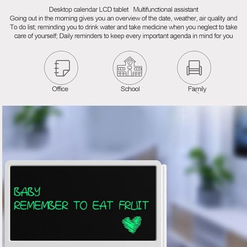 Electronic Digital Planner Tablet Calendar, Electronic Calendar with Notepad, Time Date Temperature Humidity Display, Foldable Stand, for Office Student
