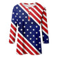 Independence Day Graphic Print Shirts for Women Casual Plus Size Tops Blouses Summer Trendy 3/4 Sleeve Button Down T Shirts Blues M Womens Raglan Shirts 3/4 Sleeve 3/4 Sleeve Button Down Shirts