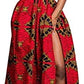 OLIPHEE Women's African Boho Dress Vintage Floor Length High Waist Multiway Bandage Dress Ethnic Costume S, Red Geometric