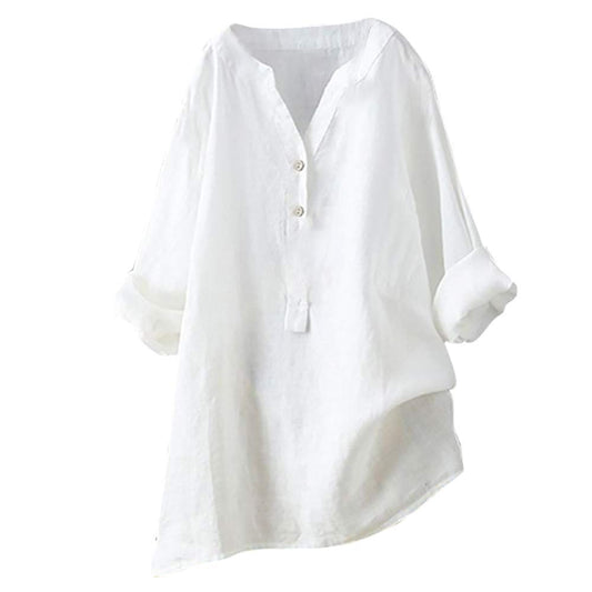 Deal of The Day 1 Pound Items Oversized T Shirts for Women Loose Button Down Blouse Tops Stand Solid Sleeve Collar Long Casual Women Shirt Women's Blouse White