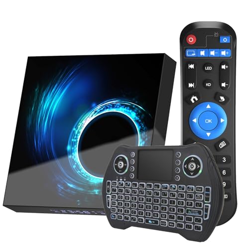 Android TV Box 4GB RAM 32GB ROM 6K 4K HD TV Box Android 10.0, H616 Quad-Core Android Boxes with Dual WiFi 2.4G/5.0G Ethernet Blustooth 3D Smart TV Box with Mini Wireless Keyboard