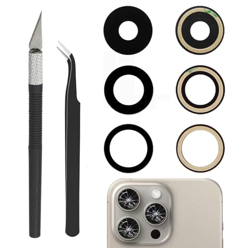 Cemobile 1 Set Back Rear Camera Glass Lens Replacement for iPhone 15 Pro 6.1 Inches with Adhesive Preinstalled and Reparing Tool Kit