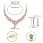 Ever Faith Wedding Bridal Crystal Teardrop Cluster Statement Necklace Dangle Earrings Jewellery Set for Women Pink Gold-Tone