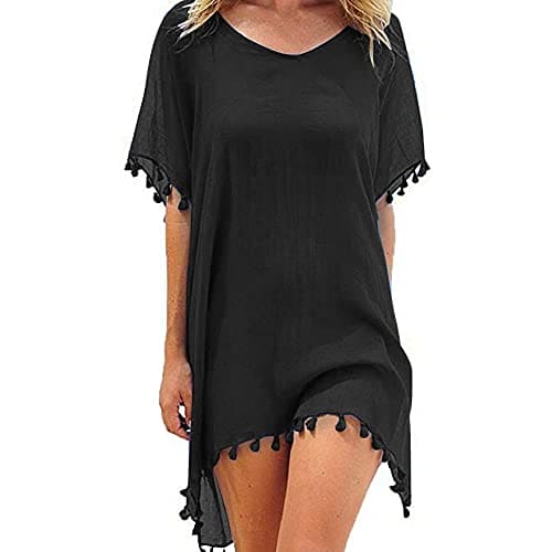 Women Beach Dress Bikini Cover Ups Beachwear Swimsuit Cover Up Beach Summer Casual Swimwear for Women Boho Beach Dress Bathing Suit Sarong (Black)