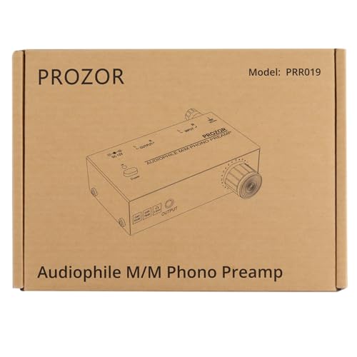 PROZOR Phono Preamplifier for Turntable with Level Control Audio Stereo M/M Phono Preamp RCA Input & Output 3.5mm Output Turntable Preamp with 12V 1A Power Adapter for Record Player