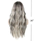 Black and White Long Curly Wavy Wigs for Women Dark Root Middle Part Hair Wig Natural Synthetic Fiber Wig for Cosplay Halloween Use