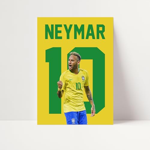 Football Wall Art Poster Prints For Boys Bedroom Set of 4 - Ronaldo, Messi, Mbappé and Neymar - [Frames Not Included] (Superstars, A4)