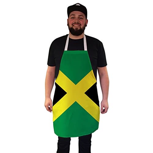 Jamaican Flag apron Baking Jamaica themed Caribbean Reggae Gifts Kitchen Cooking White