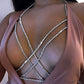 Carufin Sexy Halter Necklace Bra Crystal Breast Chain Necklace Sexy Body Chain Summer Beach Nightclub Adjustable Jewelry for Women and Girls (Gold)